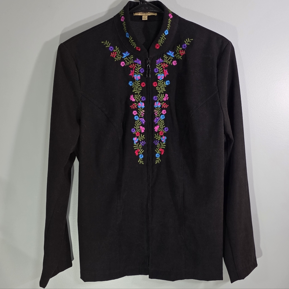 Notations Black Embroidered Blazer